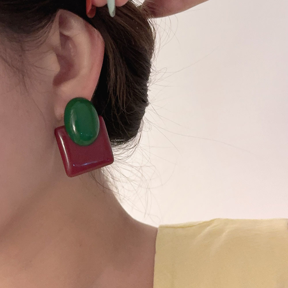 Alloy Ear Needle Material 1 Pair Retro Vacation Geometric Plating Acrylic Ear Studs