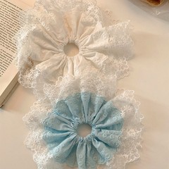 海盐冰晶~法式碎花蕾丝大肠发圈女超大号小清新甜美扎丸子头发绳