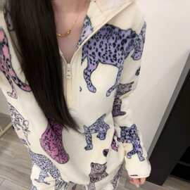 美拉德高级海岛绒睡衣女款冬季2025年大码加厚长袖长裤家居服套装