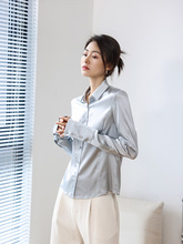 重磅真丝衬衫女2022秋季桑蚕丝长袖简约真丝白衬衣通勤OL修身上衣