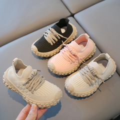 子供用スポーツシューズ通気性メッシュシューズ 2025 春と秋の男の子カジュアルシューズニット女の子ココナッツシューズソフトソールベビーシューズ