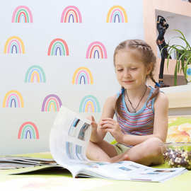 跨境彩虹墙贴PVC卡通可爱梦幻幼儿园贴画卧室衣柜儿童房装饰墙贴
