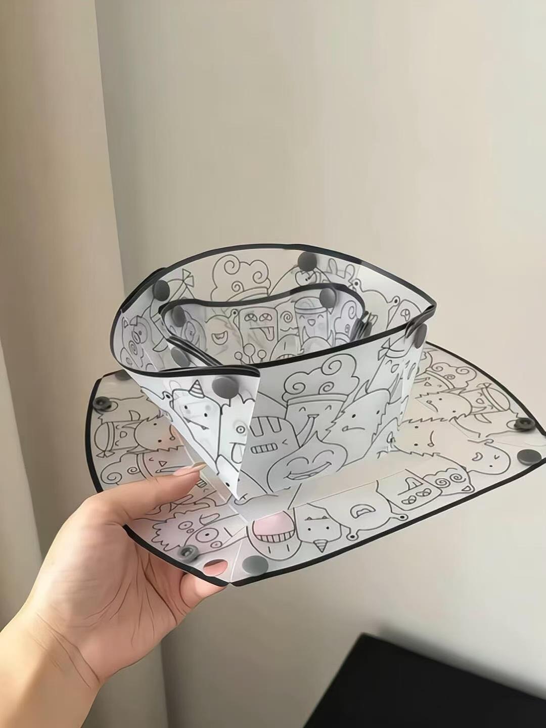 Cartoon tableware, set with glass