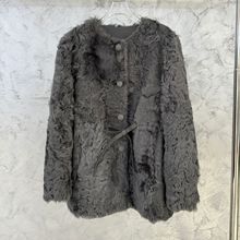 2025海宁高端小湖羊真皮皮毛一体修身显瘦名媛羊羔毛皮草外套女冬