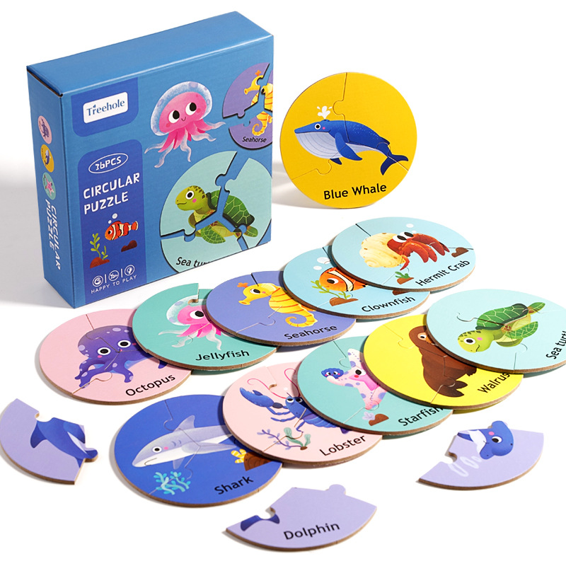 New wooden children mosaic puzzle baby shape color cognitive creative puzzle board puzzle early education toys