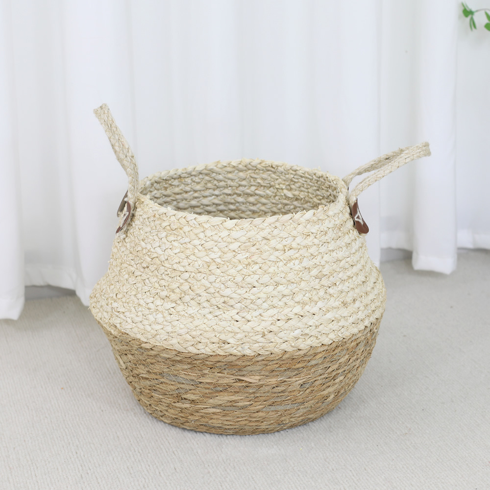 Cesta de flores ornamentación de caña tela de paja maceta de mano maceta de plantación verde maceta de almacenamiento canasta de plantas de sala de estar decoración de flores en maceta