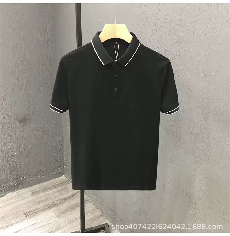 Поло summer silk в ретро стиле, мужская короткий рукав, отдых, M–5XL, разноцветные