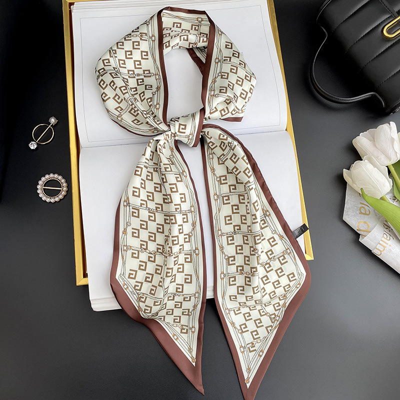 Bufanda larga pequeña para mujer primavera y verano nuevo impreso moda todo partido corbata de pelo bolsa bufanda decorativa cinta banda de pelo