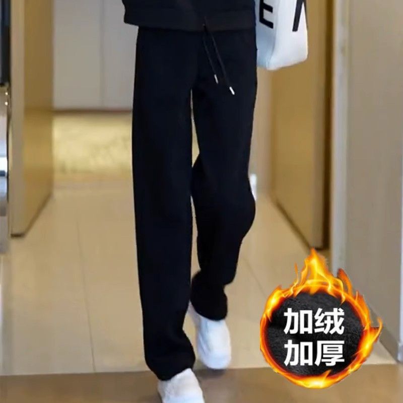 加绒运动套装秋冬季宽松新款显瘦韩版保暖减龄卫衣休闲跑步两件套|undefined