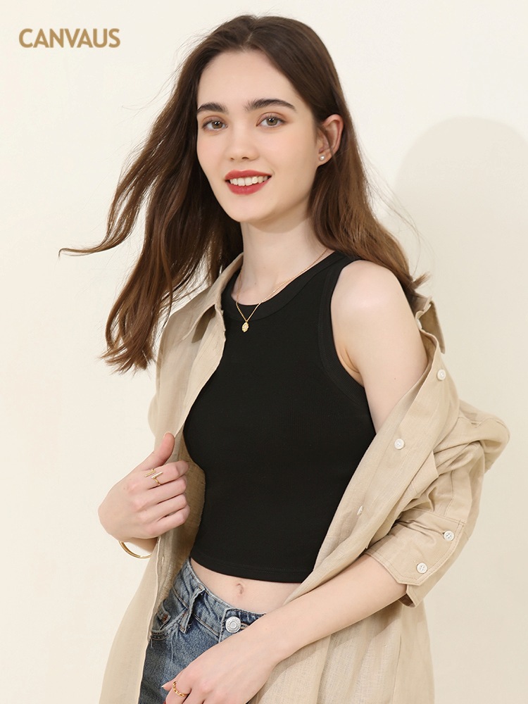 Canvaus blanco camisola desgaste interior de las mujeres con el cojín del pecho verano tocando fondo Corto Hot Girl sexy Slim top