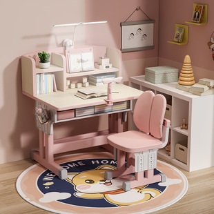Children's Study Table, Primary School Student's Writing Homework Desk, Household Simple Children's Desk and Chair, Liftable Table Set