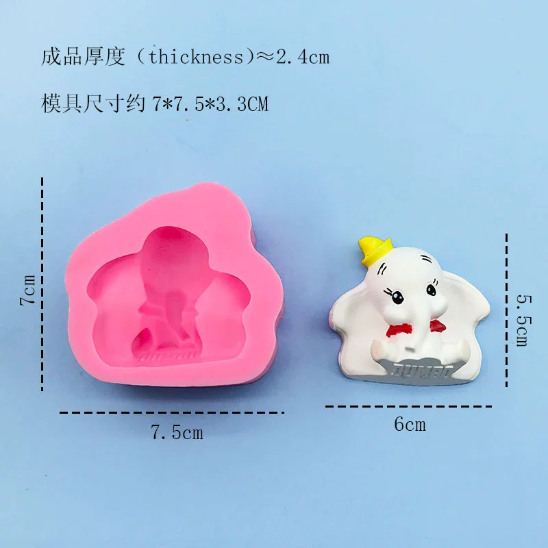 Cartoon flying elephant, silicone mold, acrylic fondant for photo sessions, handmade, ice cream