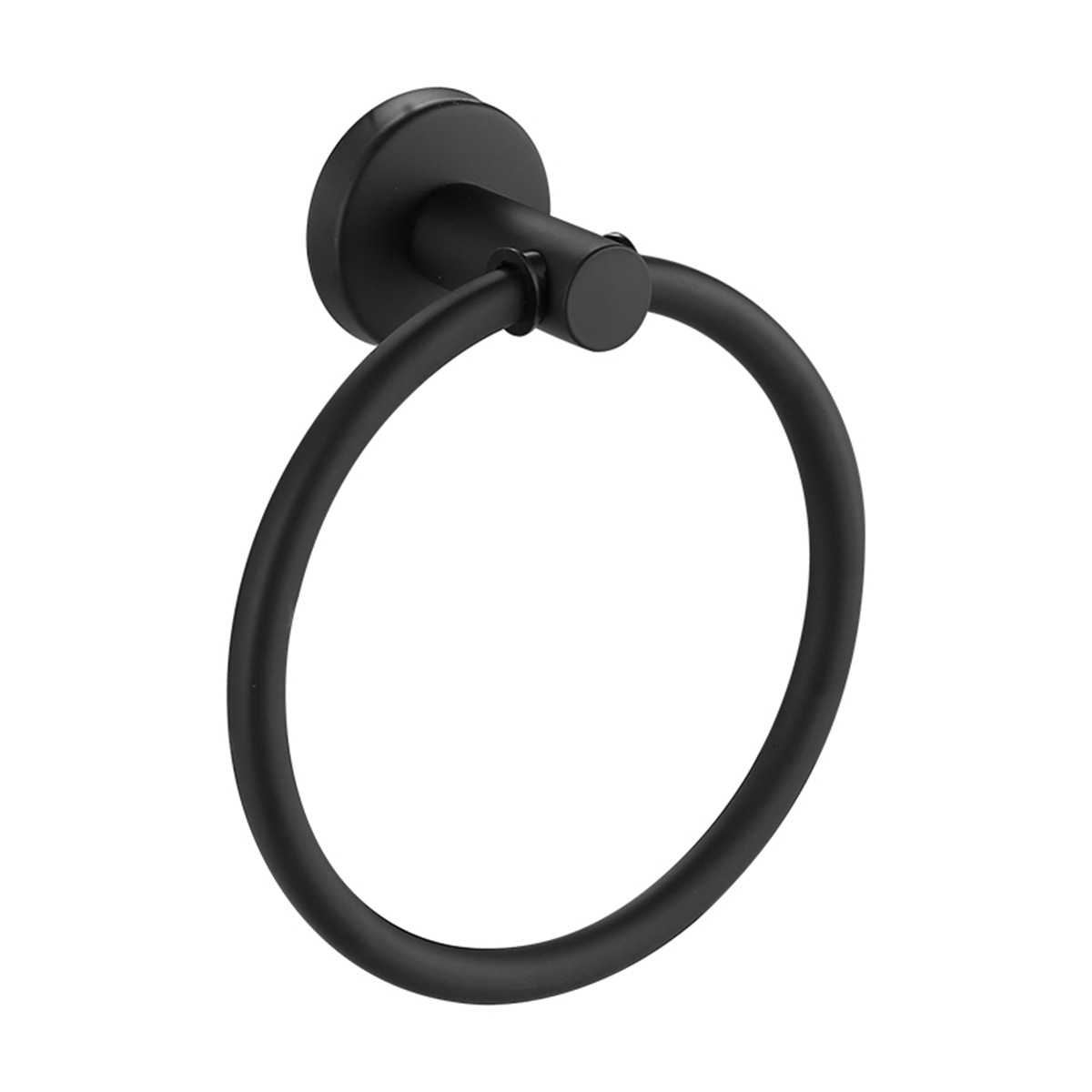 Anillo de toallas de acero inoxidable negro para baños, estantes de toallas redondas para colgantes de hardware, estantes de pared transfronterizos