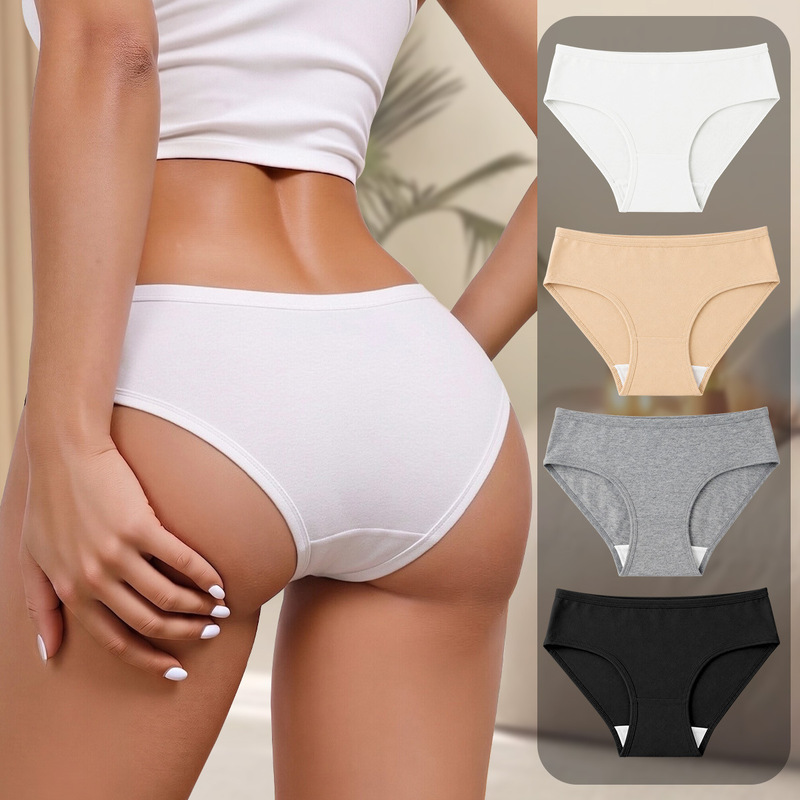 Cross-Border Women's Underwear, Pure Cotton, High Elasticity, Breathable Cotton Crotch, Low-Waist Briefs, Foreign Trade, In-Stock Wholesale, Dropshipping