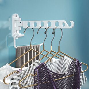 Folding drying rack Wall -mounted toilet -style balcony window free punch -free setting room invisible telescopic drying rod