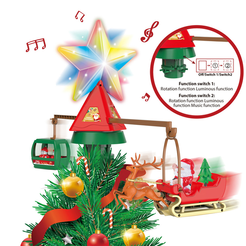 子供のクリスマストレインツリートップ回転スタークリスマス装飾ホテルショッピングモール装飾品ライトミュージックトレイン|undefined