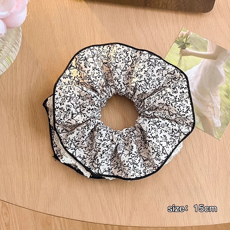 韩风高弹力蕾丝大肠发圈女耐用大方巾头饰皮筋发绳高级感头花发饰|undefined