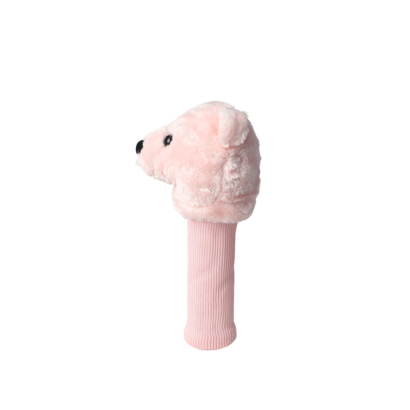Comercio exterior Pink Bear Head Doll Juego de palos de golf Juego de palos de golf Juego de palos de relleno Equipo de palos de lana