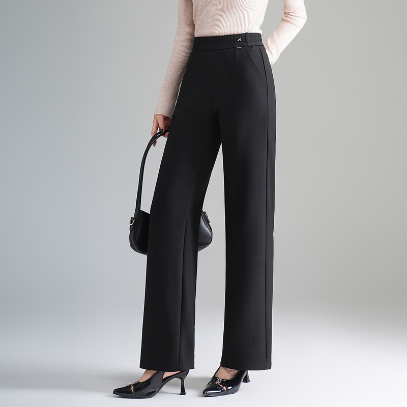Narrow Wide-Leg Suit Pants for Women Spring & Fall 2025 New High-Waisted Middle-Aged and Elderly Mother's Pants Loose Simple Straight Pants