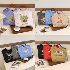 新商品の小衆百合ボールチェーン刺繍環境保護ナイロンシングル肩ショッピングバッグ携帯大容量ショルダーバッグ