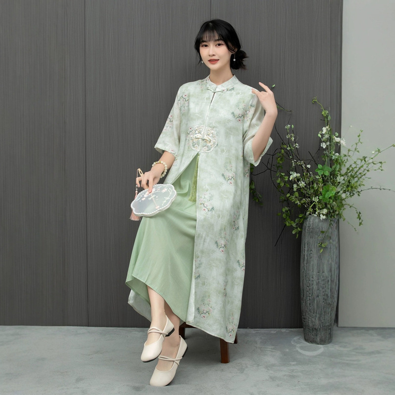 Summer New Chinese Style Improved Cheongsam dress Women's Summer Women's 2025 New plus size Skirt