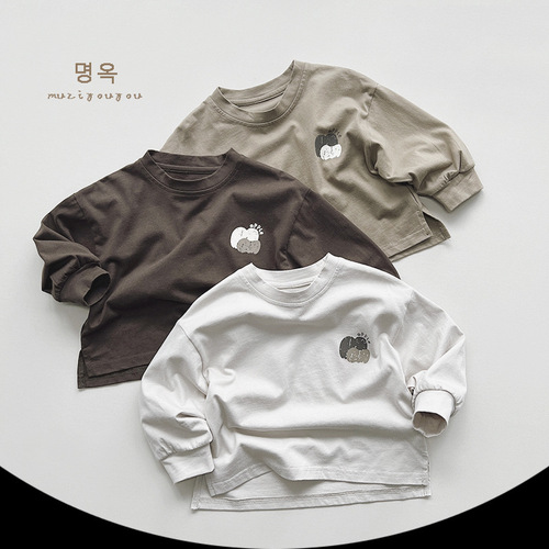 Korean Versatile T-shirt~ 2024 Spring Collection New Men, Women, Children's Sports Casual Top for Toddlers and Babies Korean Children's Clothing
