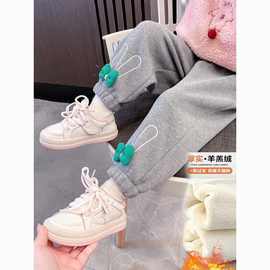 儿童加绒裤子秋冬2025新款小童宝宝运动卫裤冬款女童一体绒休时尚