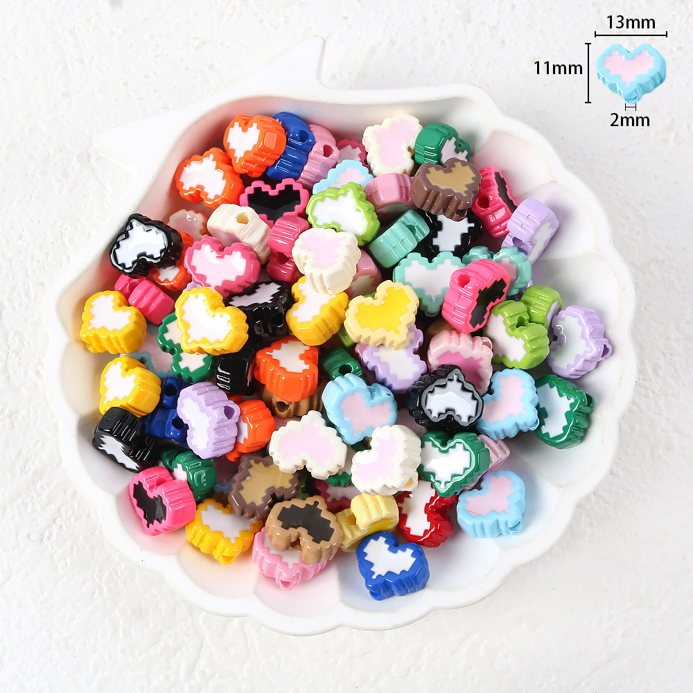 34# dripping oil pixel two-color love beads