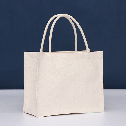 Factory supply universal jute bag, coated hand-held cotton and linen bag, single shoulder hand-held DIY linen bag printed logo 