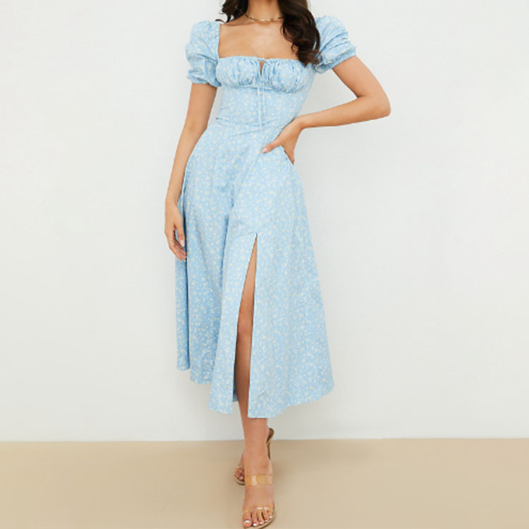 210g Weight Midi Dress Dress Length Type Short Sleeve Sleeve Length Slit Dress Dresses Type Regular Sleeve Sleeve Type Polyester Fabric Type High Waist Waist Line Outdoor Occasion Basic Model, Square Neck Neckline Slim Fit Type Ditsy Floral Pattern Summer Season Women's Gender Printing, Backless Design Elegant Temperament, Commute style Style Wholesale Women's Elegant Temperament Commute Style Printing Backless Ditsy Floral Outdoor Basic Model Square Neck Short Sleeve Slit Dress 17