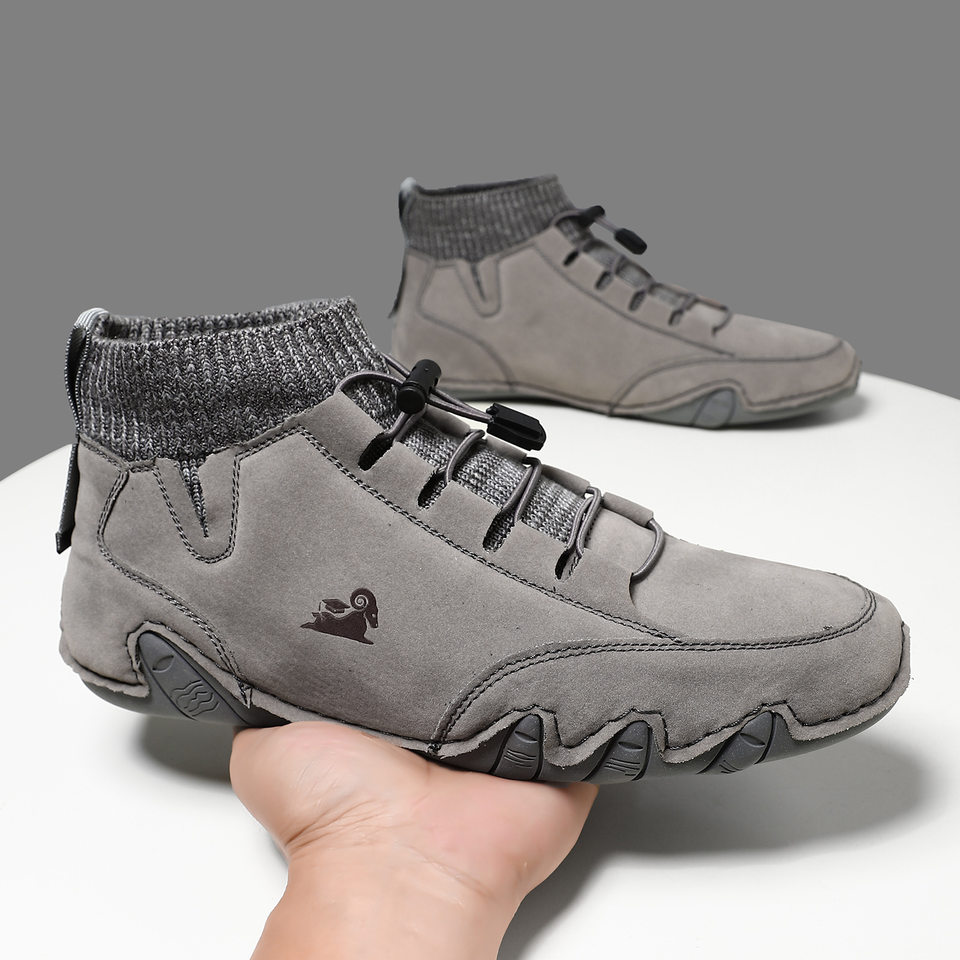 Bốt Martin cổ cao LDECK cổ vừa, thun co giãn, đế bằng, form unisex — C8007 kaki, C8007 màu xám, C8007 màu đen, C8007 đen M (kiểu lót nhung)