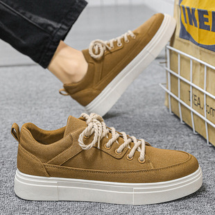 Thick-soled Canvas Men's Shoes Summer Breathable Casual Retro Trendy Sneakers Student's All-match Lace-up Men's Shoes