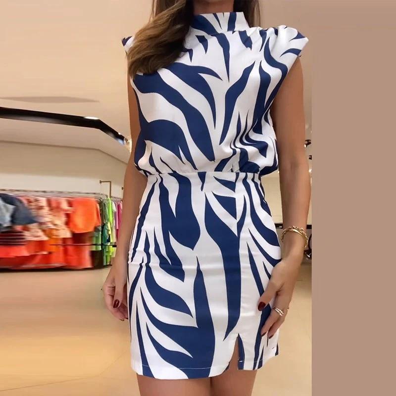 2023 New Round Neck Printed Bodycon Dress Image 2
