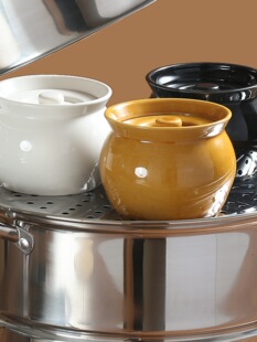 Ceramic Stew Pot for Home Use, Ceramic Water-Separating Stew Jar, Steaming Cup for Commercial Use, Stew Pot for Steaming Soup