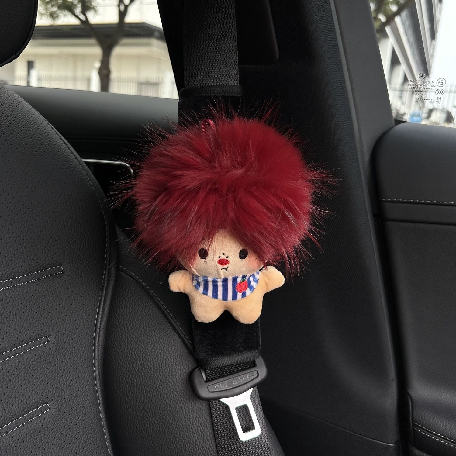 Cute Afro-Style Car Seatbelt Shoulder Pads, Car Seatbelt Covers, Car Interior Decoration Items, Anti-Neck Strangulation