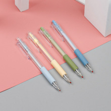 马卡龙色透明杆中性笔学生按动笔黑笔芯0.5无印风文具水笔简约