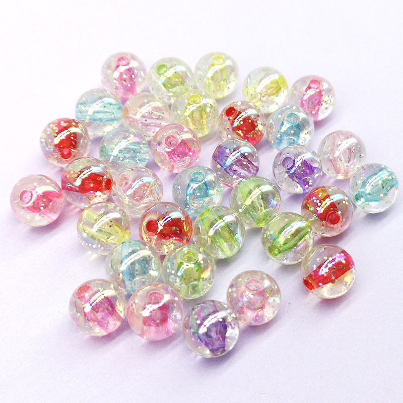10mm Acrylic Beads Glitter Core Round Silver Powder DIY Bead Children's Hairband Headband DIY Material Wholesale