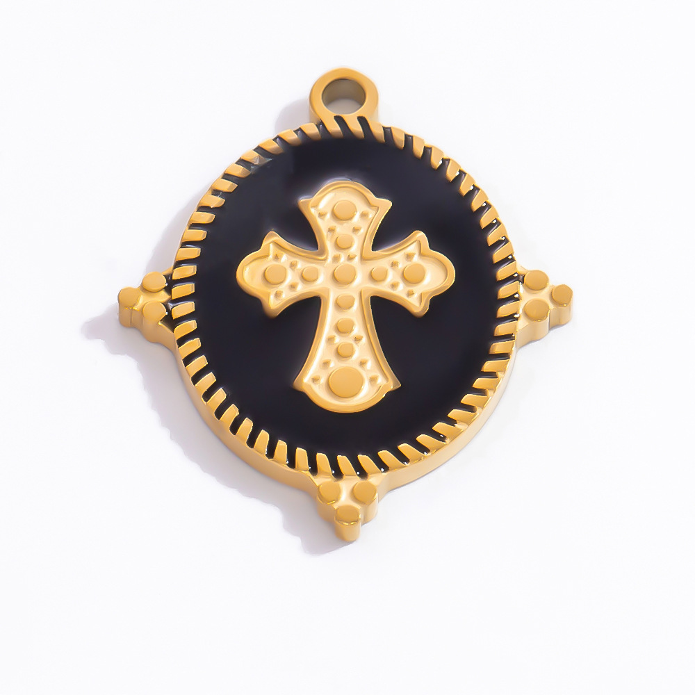 304 Stainless Steel Material 1 Piece 8.9mm 304 Stainless Steel Zircon PVD Coated Real Gold Plated Cross Heart Shape Butterfly Pendant DIY Jewelry Accessories