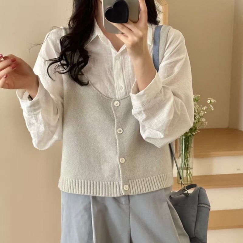 新款圆领宽松针织马甲吊带2025秋冬短款女装韩系无袖毛衣纽扣背心|undefined