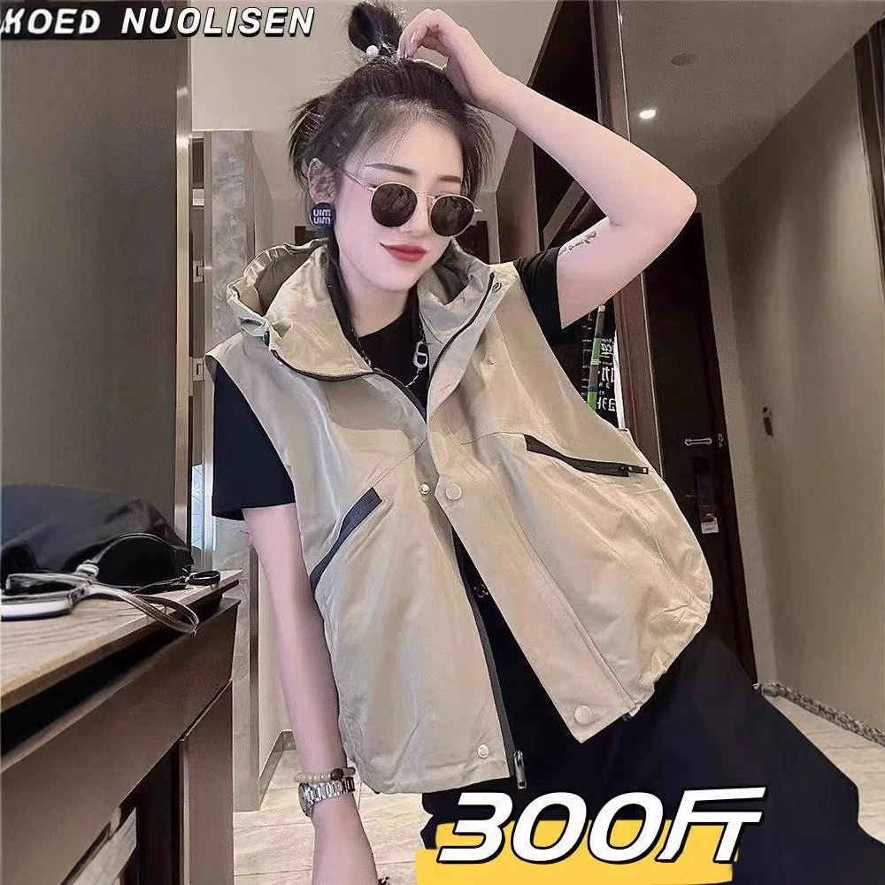 Толстый mm300 кг мода супер огонь весной и осенью без рукавов водонепроницаемая куртка женский тяжелый рабочий карман дизайн куртка на молнии