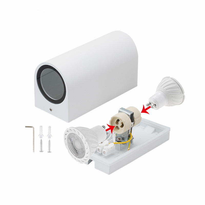Led cuadrado exterior lámpara de pared impermeable Gu10 hacia arriba y hacia abajo pared exterior de la villa patio de lavado de pared pasillo simple doble cabeza de luz