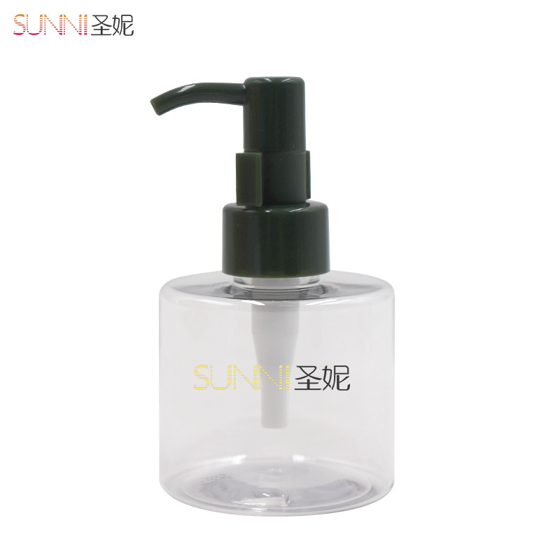 透明平肩圆柱瓶按压式乳液瓶120ml卸妆油洗面奶包装瓶油泵分装瓶