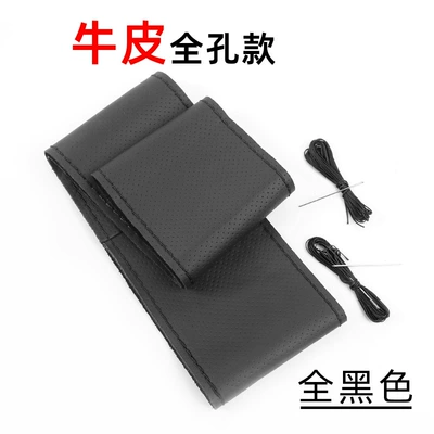 Steering wheel cover: Universal for All Seasons, Genuine - full-grain-leather-with-black-stitching-38cm