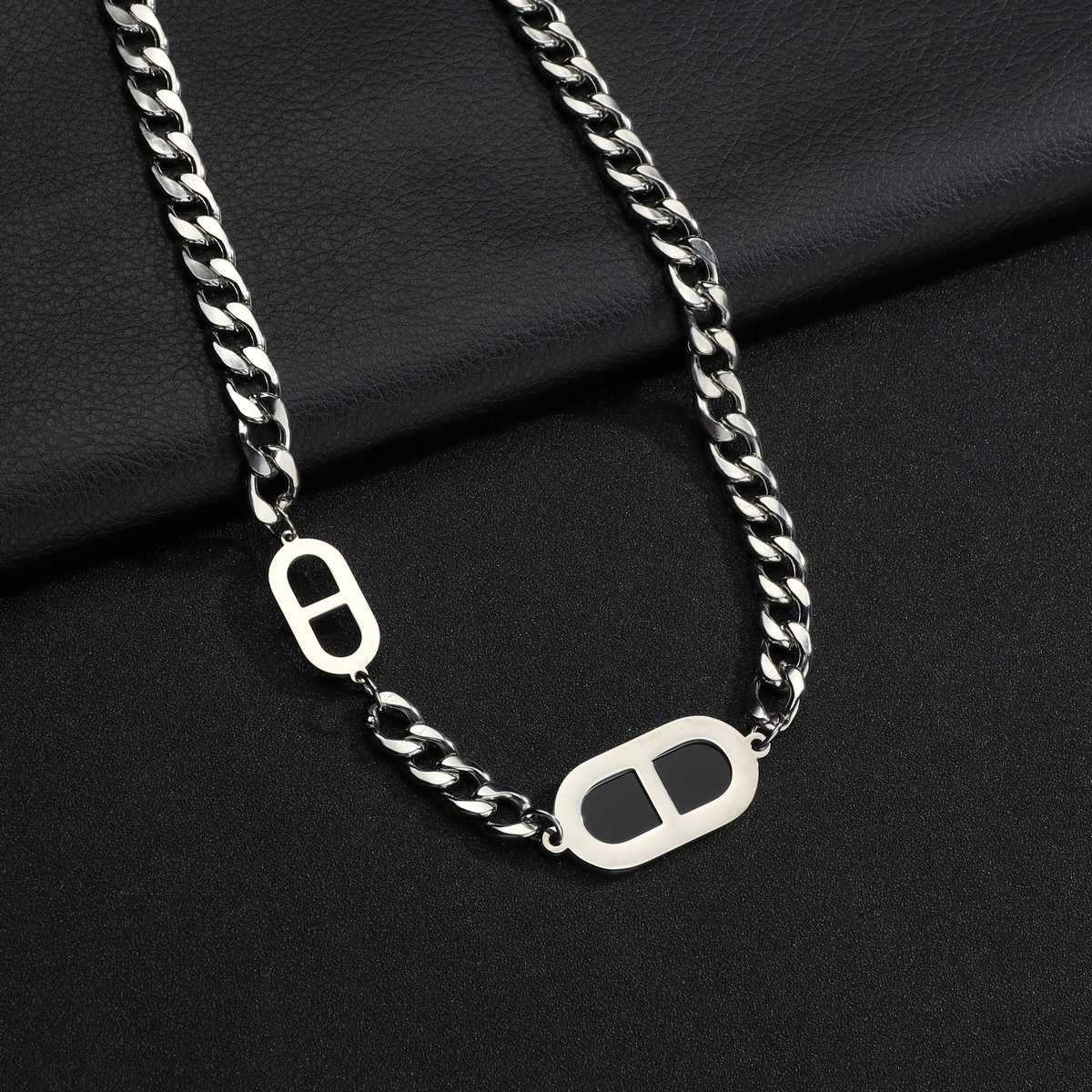 Pánský a dámský hip hop náhrdelník módní pánský a dámský krátký choker titanová ocel jednoduchý řetízek s klíční kostí_voghion.com