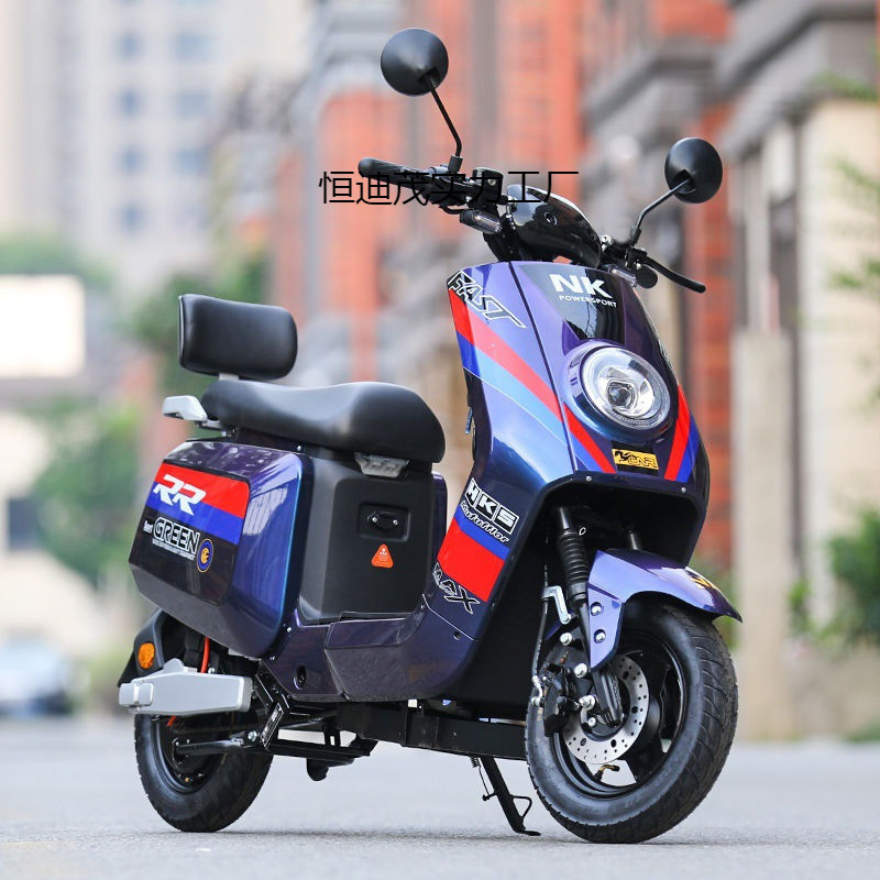 外贸外卖电动摩托车踏板车电动车双人电瓶车长跑王简易电摩
