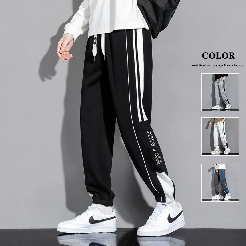 Хлопковые брюки 2024 весенние мужские повседневные брюки больших размеров Брюки с завязками на щиколотке студенческие спортивные брюки мужские спортивные штаны с принтом