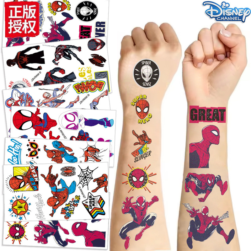 New Disney Genuine Licensed Spider-Man Tattoo Sticker Waterproof Party Party Gift Funny Fun Face Sticker