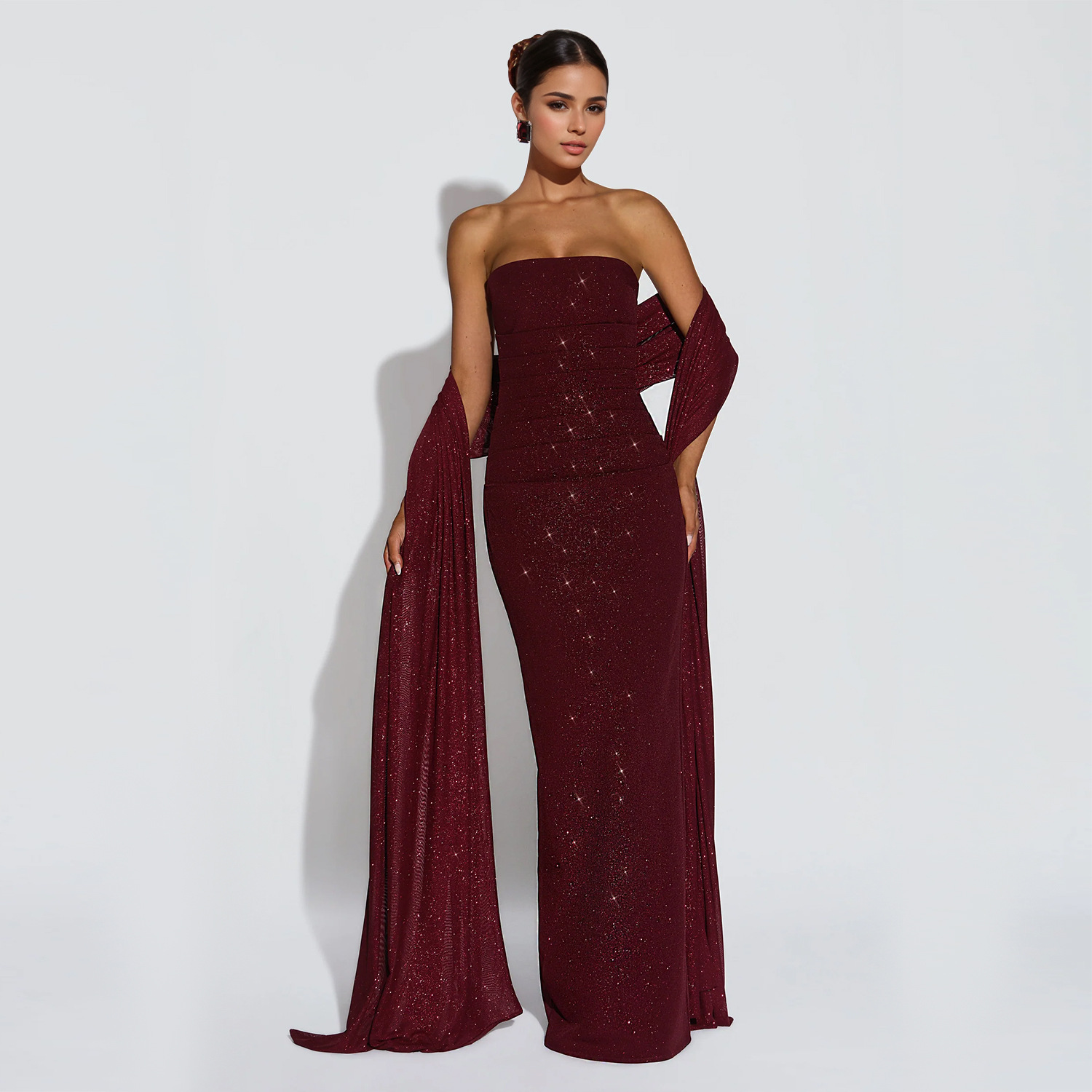 C7635 Aliexpress transfronterizo amazon ropa de moda europea y americana de mujer sexy con un pecho brillante vestido de cadera abierta