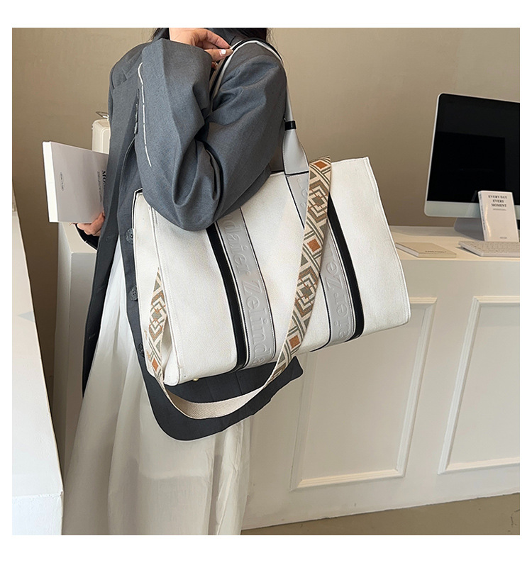 Retro Women's Tote Bag Large Capacity Colour Block Shoulder Bag_voghion.com