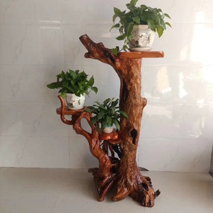 Root Carving Flower Rack Solid Wood Root Natural Tree Root Ornaments Living Room Bonsai Base Camphor Wood Flower Pot Rack Art Antique Rack